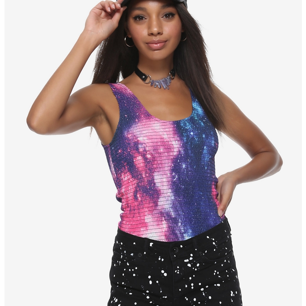 Hot Topic Galaxy Girls Smoked Tank Top NWOT L